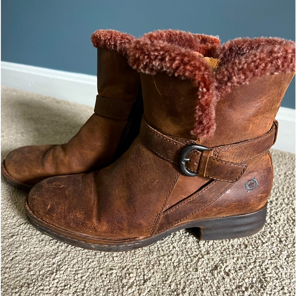 Born leather shearling ankle boots